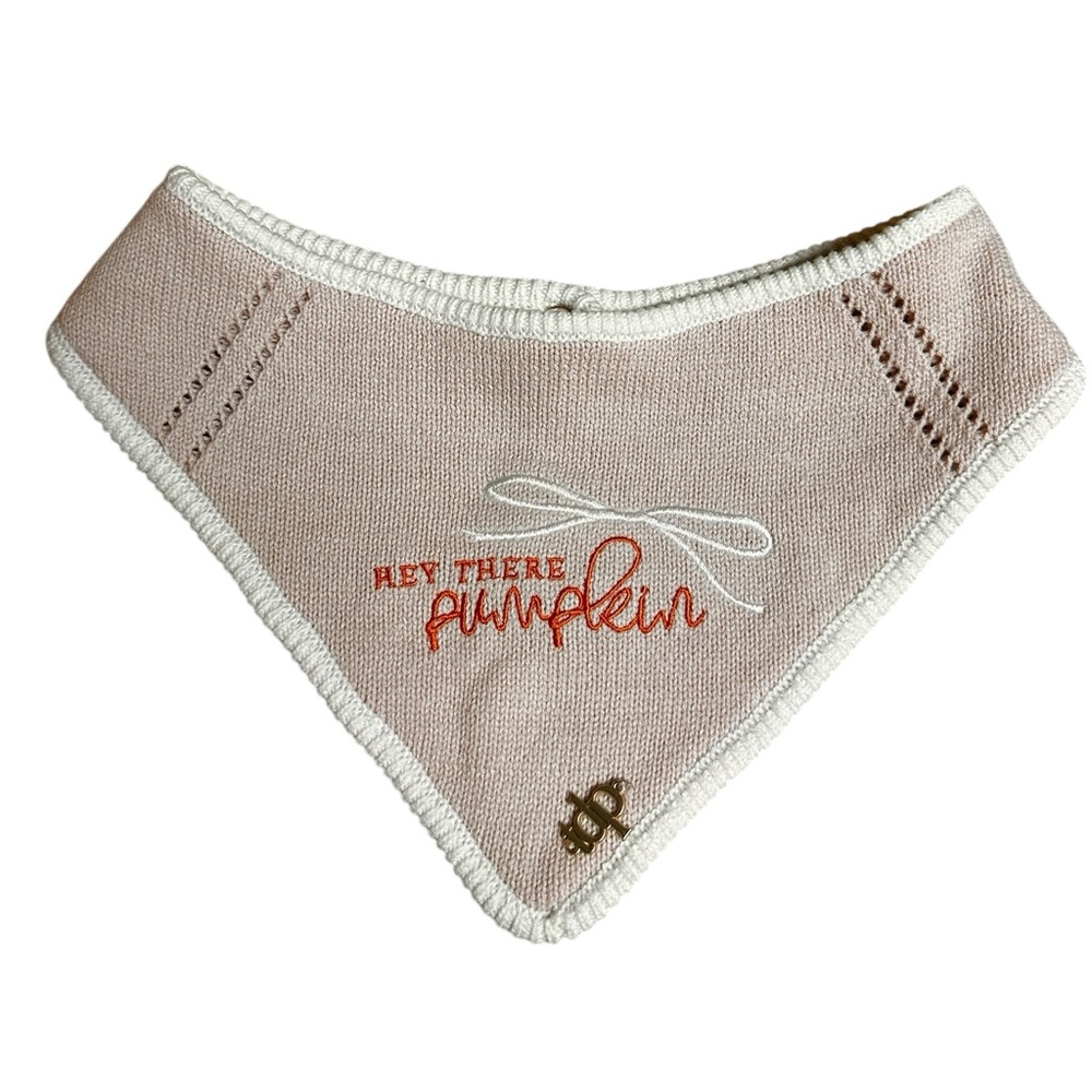 The Deluxe Pup est 2020 “Hey There Pumpkin” Snap Bandana Medium Pink/White